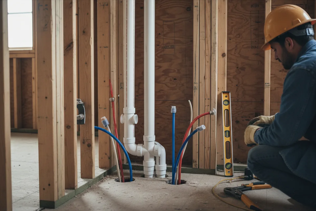 Drain and supply rough-in during Toilet Repair and Installation in Farmersville