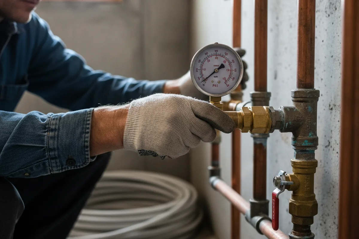 Pressure testing a repaired line during Water Line Repair in Farmersville